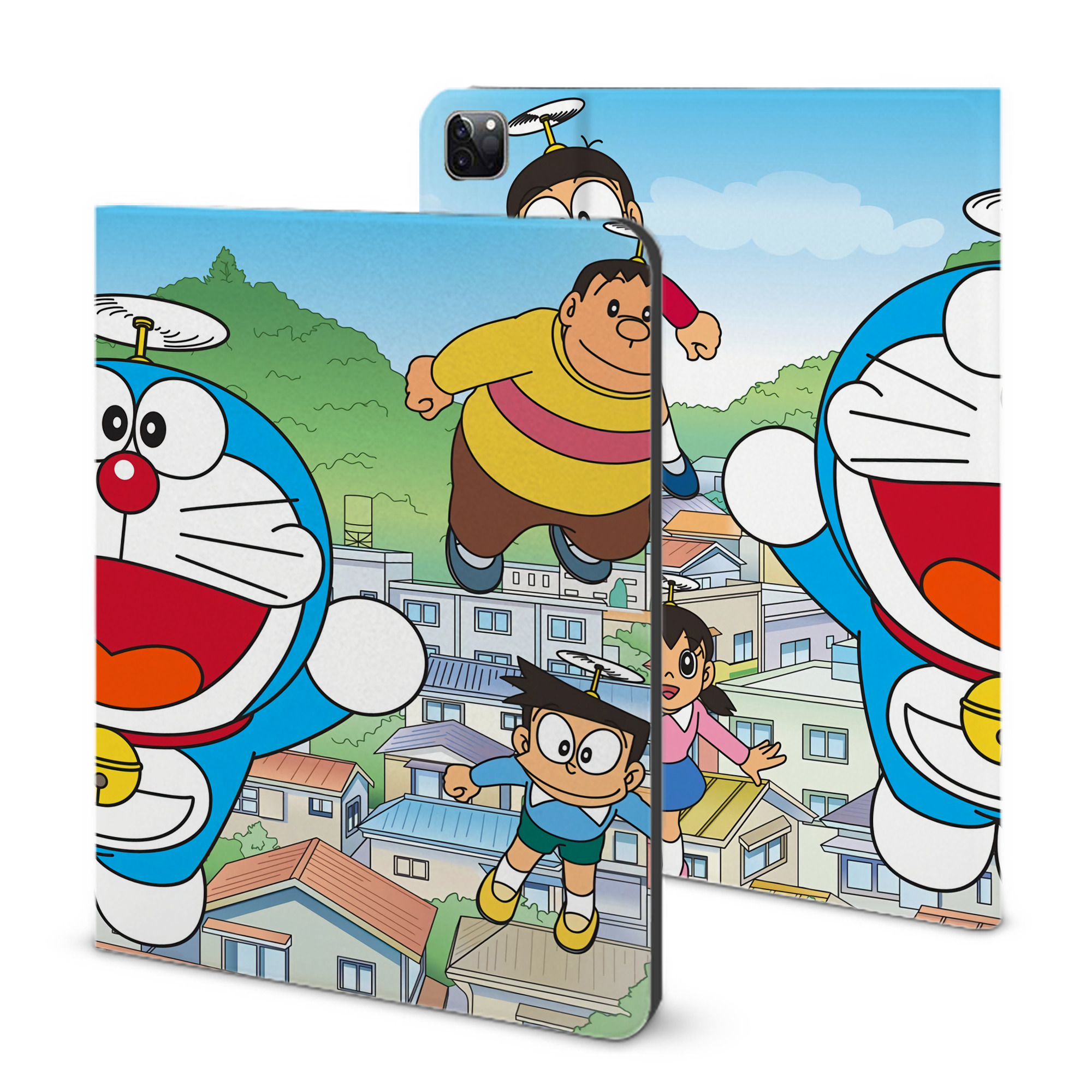 （画像用） ドラえもん Doraemon IPad ケース ブック型 PUレザー TPU 耐衝撃 軽量 薄型 ペン収納なし 全面保護 IPad 各モデル対応